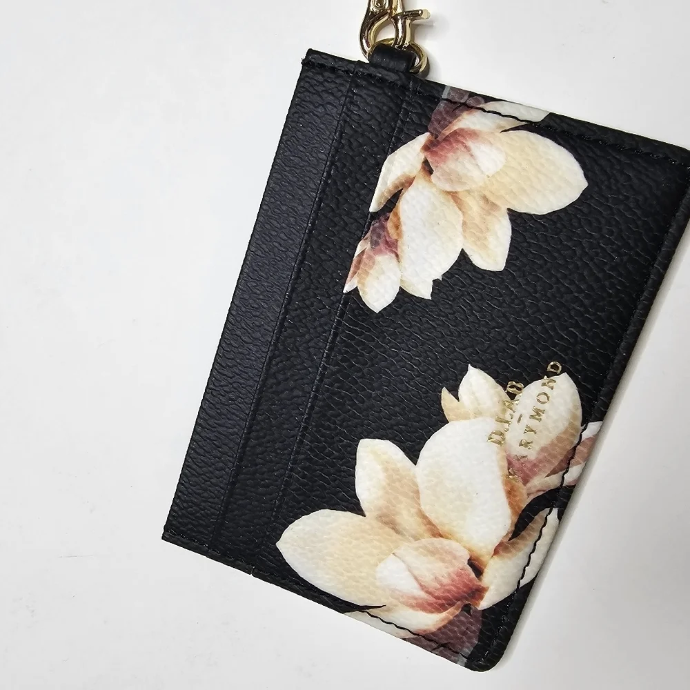 D. Lab Marymond Card Case Keychain Moon Star Charm Blk/ Pink  Floral K POP